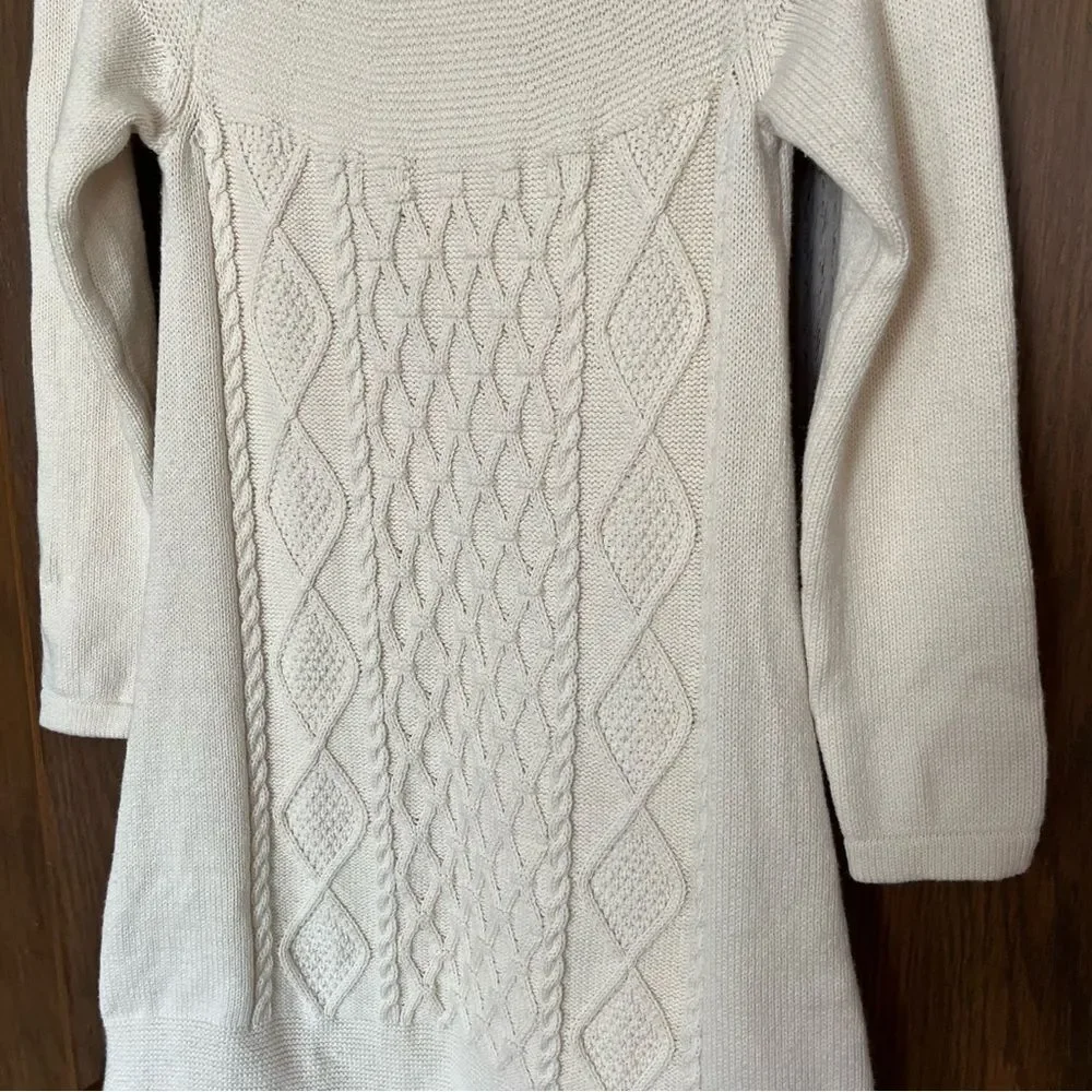 Hanna Andersson Cream Long Sleeve Cable Wool Blend Dress